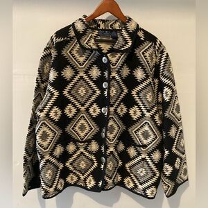 Jane Ashley Black and Cream Geometric Blazer